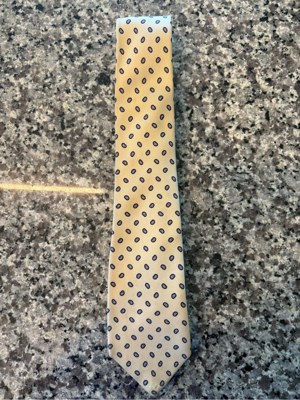 Turnbull & Asser Gold/Yellow Paisley Print Tie 100% Silk Made in England *FLAW*